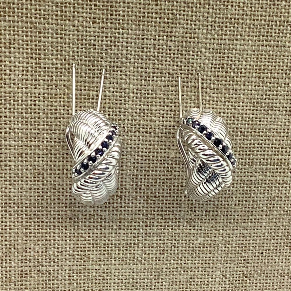 Judith Ripka Sterling Silver and Sapphire Earrings